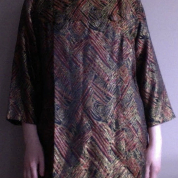 50's 60's Gold Lame Swing Coat Trapeze Coat - Picture 9 of 13